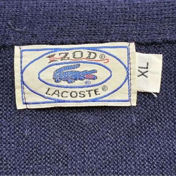 Vintage IZOD Lacoste Mens Cardigan Size XL Navy Blue Grandpa Orlon Acrylic - Picture 6 of 6